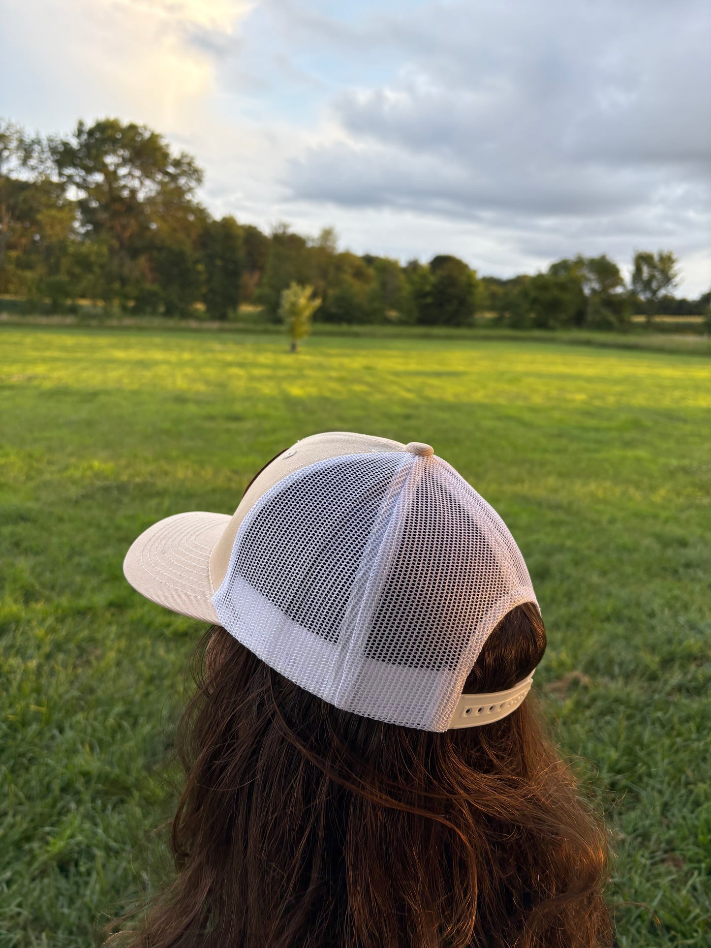 Tan Trucker Hat with Leather Patch